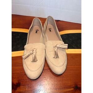 Fioni Womens Caridee Loafer Shoes Beige Tassel Moc Toe Slip Ons 10